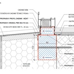 Přerušení tepelného mostu v oblasti parapetu. Takzvaná předsazená montáž s profily Propasiv. Okno je předsazeno před líc zdiva do roviny zateplovacího systému. Zdroj: Propasiv