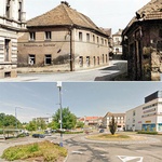 Rozsáhlá demolice budov v 80 letech v Benešově u Prahy. Foto: archiv respondenta a město Benešov