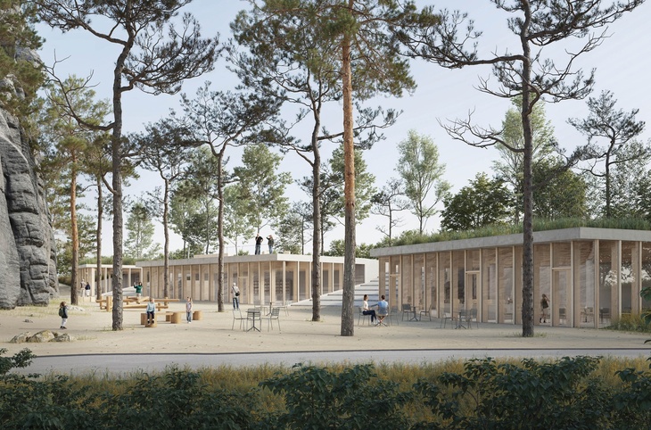 Nástup do Skalního města, Adršpach, 1. místo, akad. arch. Michal Šrámek. Vítězné projekty ČKA. Zdroj: Česká komora architektů (ČKA)